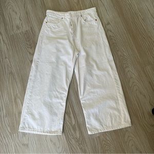 Zara Wide Leg Cropped Women's Jean with Button Up Fly